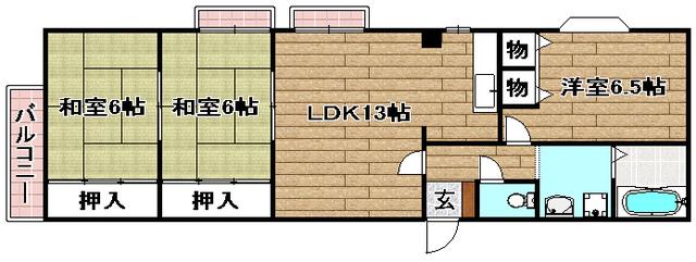 ネオドムール高槻(3LDK/4階)の間取り写真