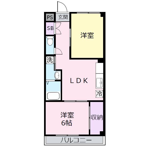 ノーブルハイツII(2LDK/3階)の間取り写真