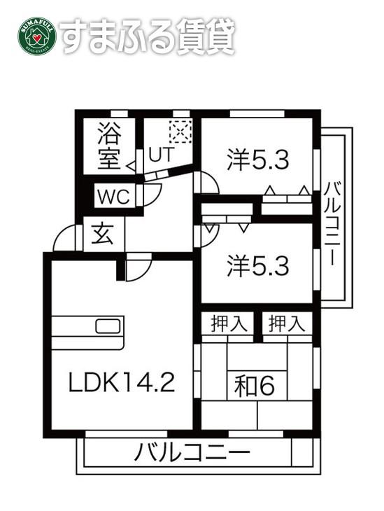 ウィズ・わん(3LDK/1階)の間取り写真