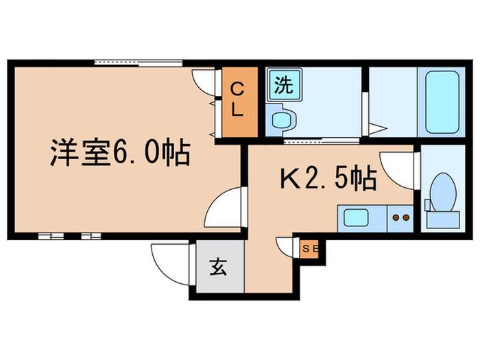 アスール(1K/1階)の間取り写真