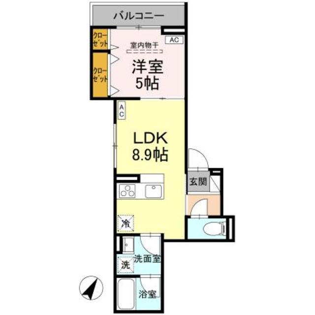 D-ROOM・M(1LDK/2階)の間取り写真