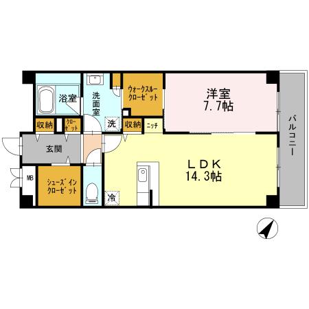 グリーンアベニューV(1LDK/2階)の間取り写真
