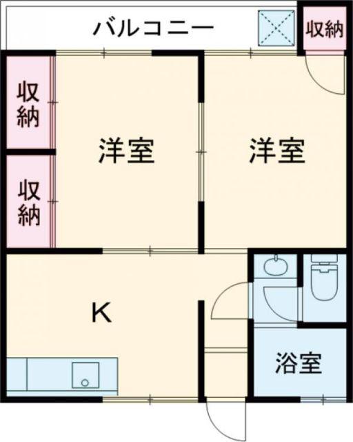 岡アパート(2DK/1階)の間取り写真