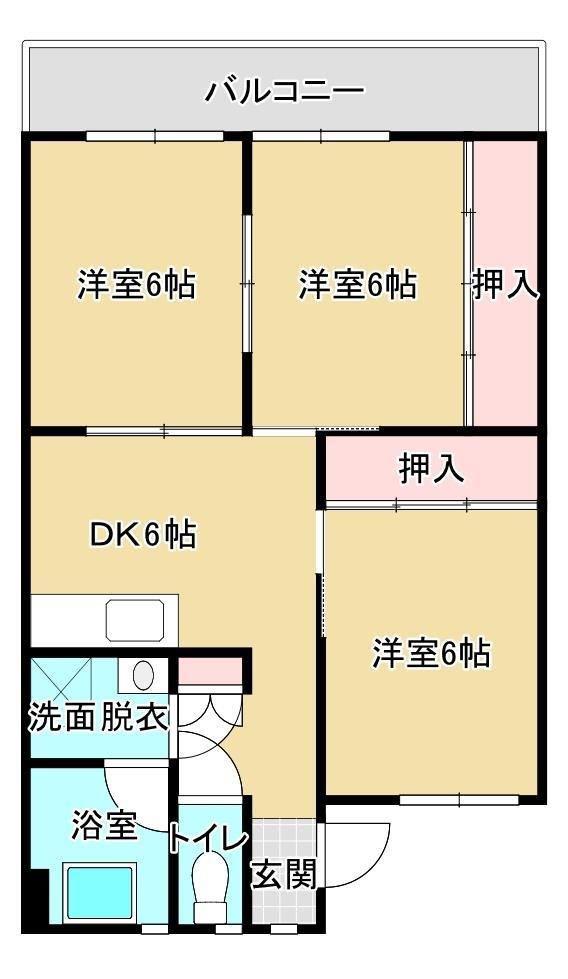 泉ヶ丘スカイハイツ(3DK/6階)の間取り写真
