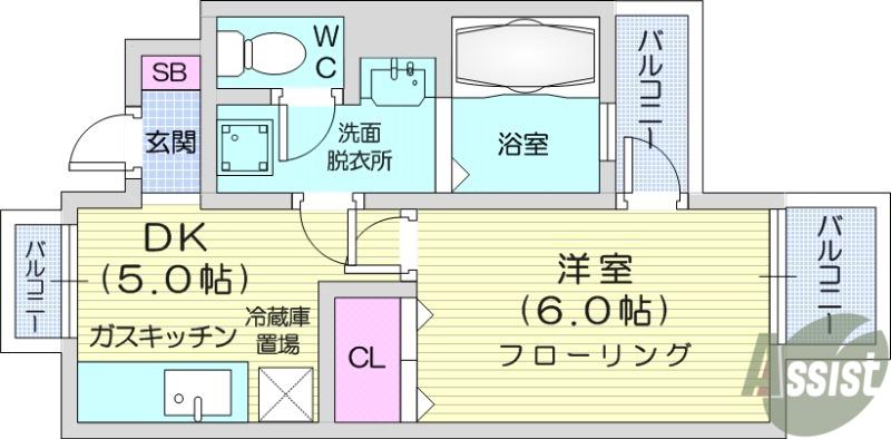サンコートヒルズみずほ台Ⅰ番館(1DK/2階)の間取り写真