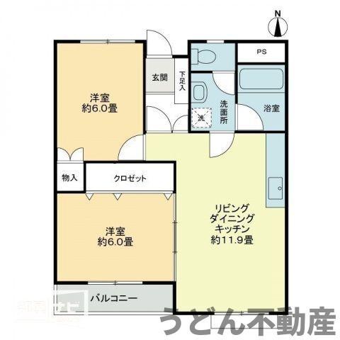デイジー三条(2LDK/4階)の間取り写真