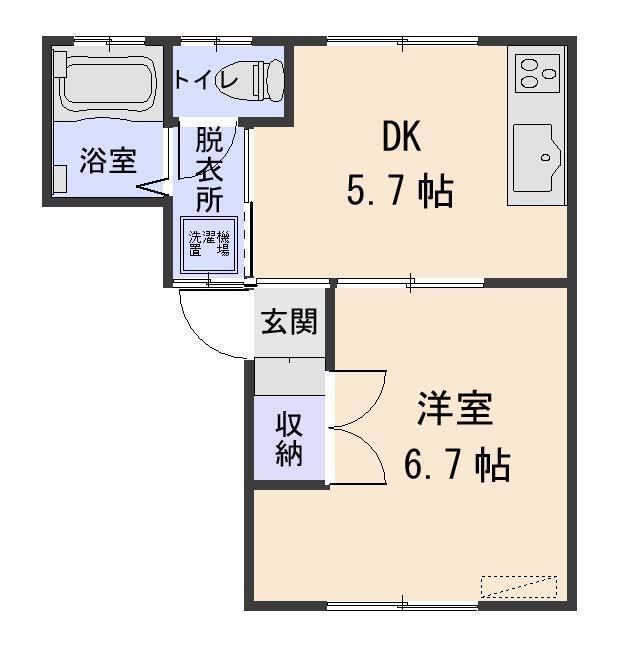 YM堤端I(1DK/2階)の間取り写真