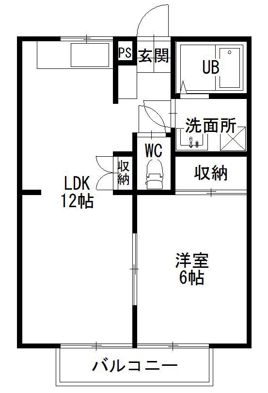 山根ハイツ(1LDK/1階)の間取り写真