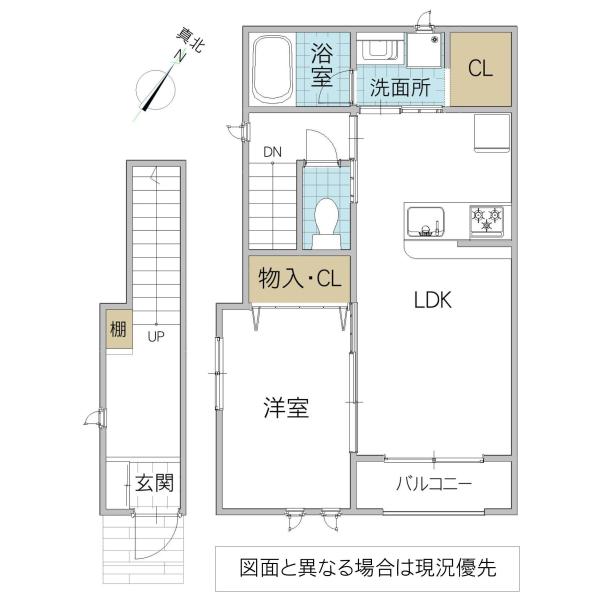 レーガベーネ勝田本町 III(1LDK/2階)の間取り写真