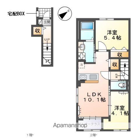 トライアングルテラス(2LDK/2階)の間取り写真
