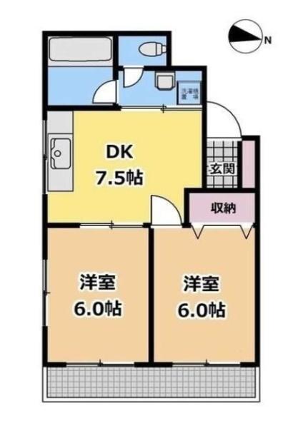 MEHANA中青木(2DK/2階)の間取り写真