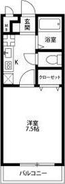 アンプルールリーブルキニーネSUN(1K/1階)の間取り写真