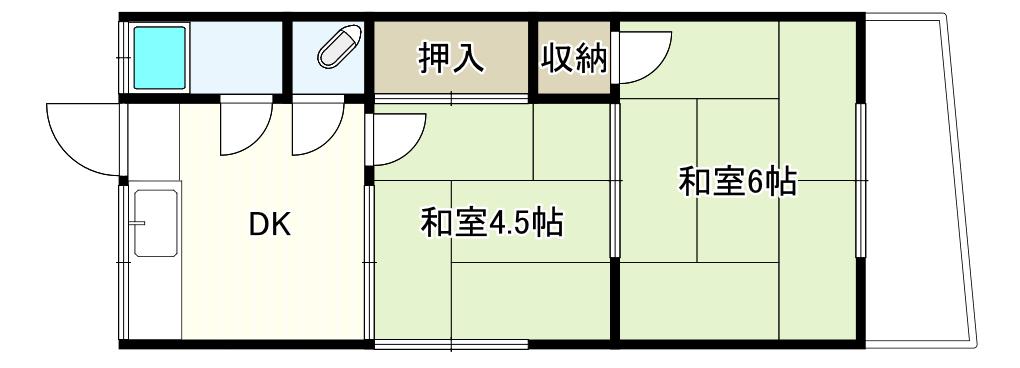 ハイム西舞子(2DK/1階)の間取り写真