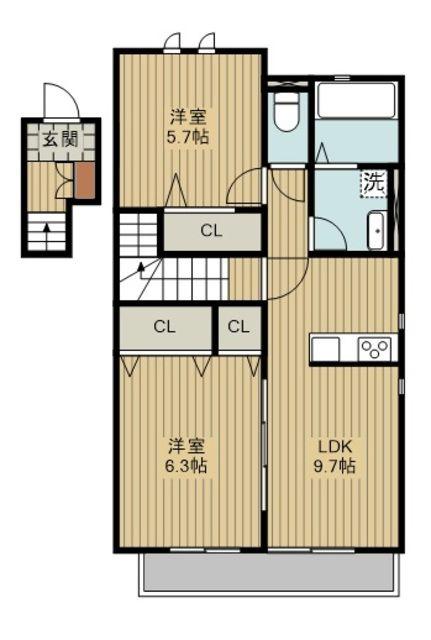 デュラカーサ マルス(2LDK/2階)の間取り写真