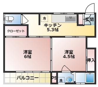 春田荘(2K/2階)の間取り写真