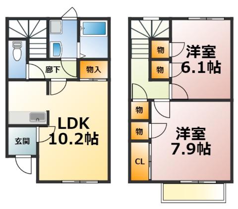 グランドソレーユA(2LDK/1階)の間取り写真