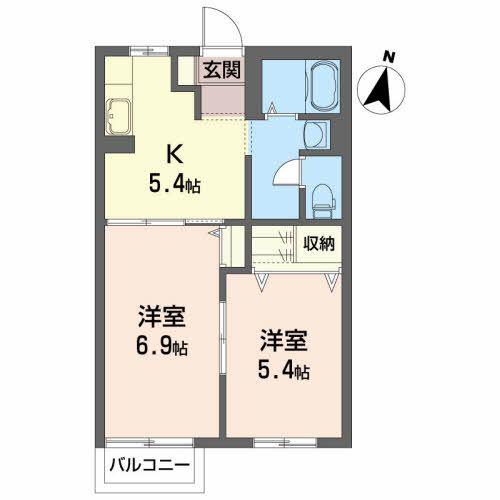 シャーメゾン松園(2K/1階)の間取り写真