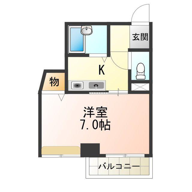 カルムIV(1K/4階)の間取り写真