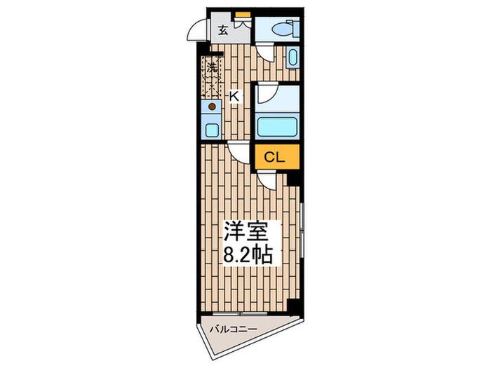 クリスタル大森(1K/2階)の間取り写真
