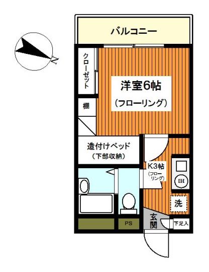 G・Aアーバン横濱(1K/1階)の間取り写真