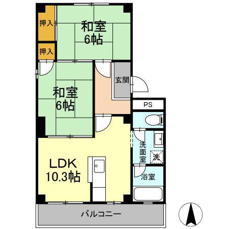 パルコ長和島(2LDK/1階)の間取り写真