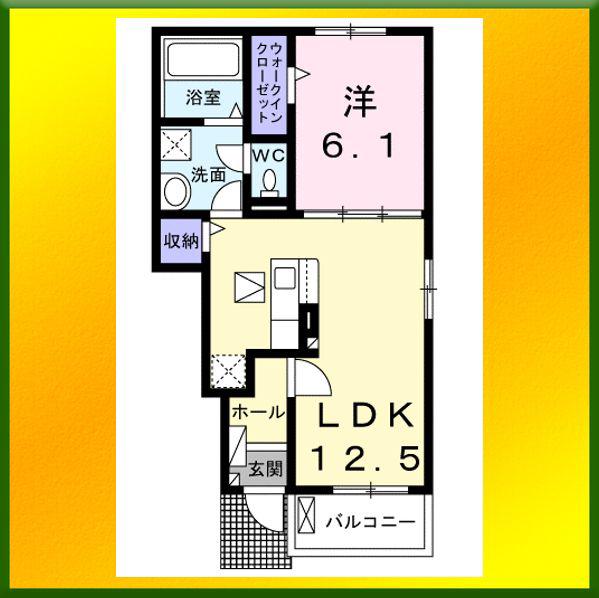 グランドソレイユI(1LDK/1階)の間取り写真
