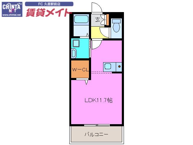 ガレッタG(ワンルーム/1階)の間取り写真