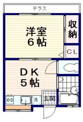 まどか荘(1DK/1階)の間取り写真