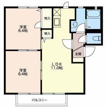エスポワール住吉III(2LDK/1階)の間取り写真
