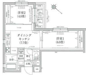 ルフレグランデ多摩川(2DK/1階)の間取り写真