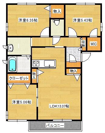 フォレスト山本E(3LDK/2階)の間取り写真