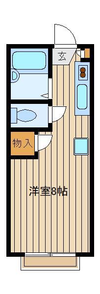 むさし野ハイツビー棟(ワンルーム/1階)の間取り写真