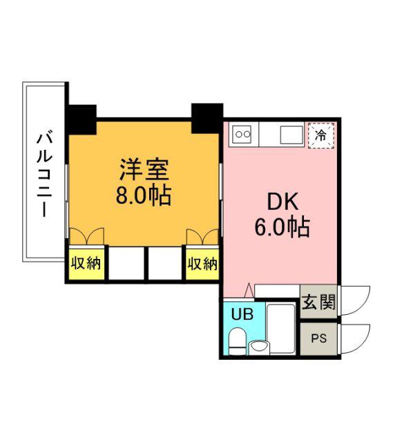 ROMMEL中浜(1DK/5階)の間取り写真