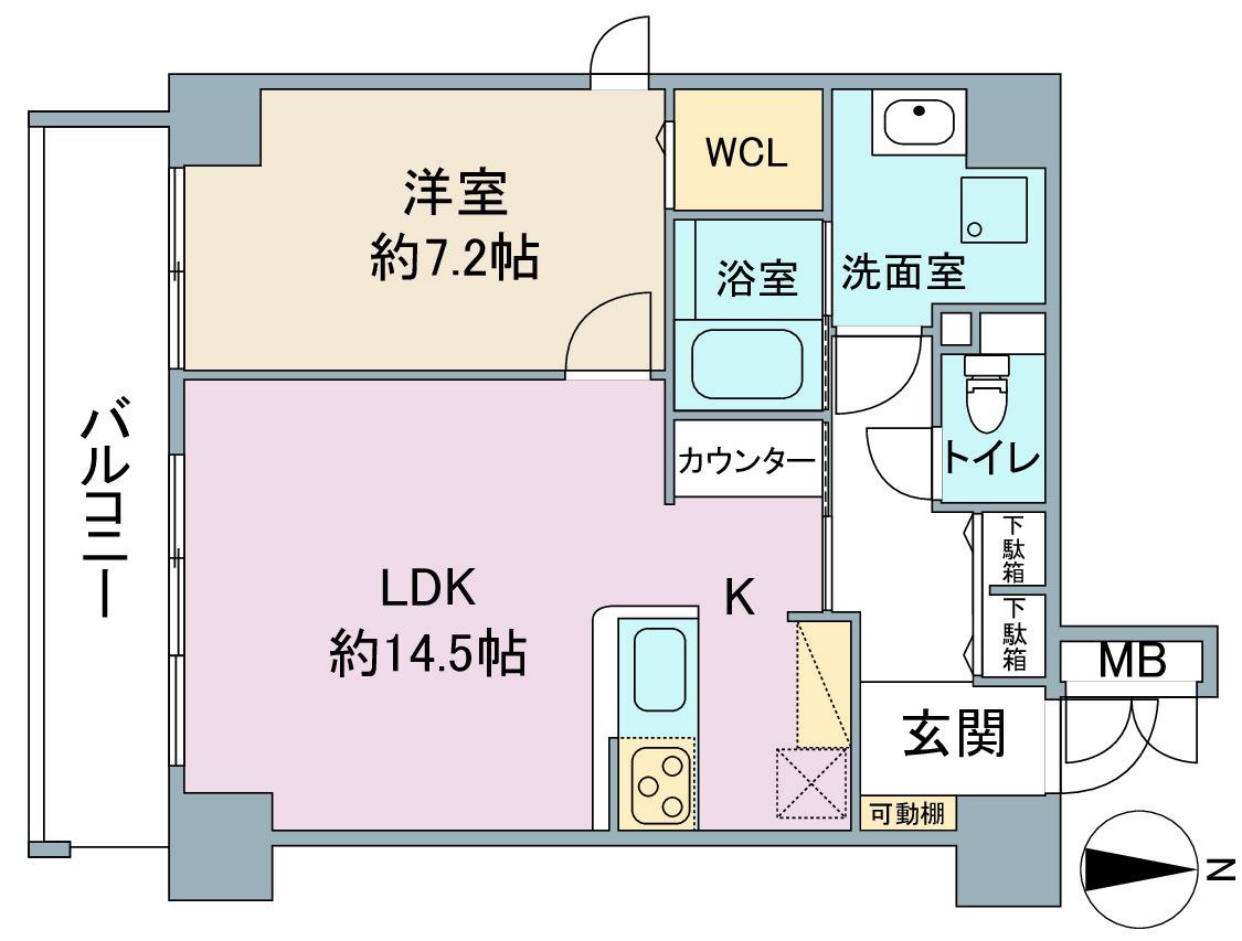クレールシティ御器所(1LDK/4階)の間取り写真