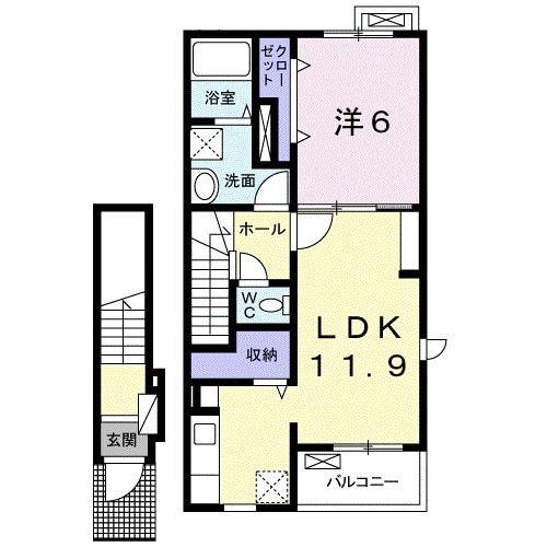 サンリットスクエア(1LDK/2階)の間取り写真