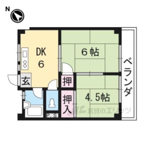 八瀬ロイヤルハイツ(2DK/3階)の間取り写真