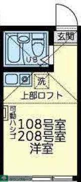 カーザ ビアンカ(ワンルーム/2階)の間取り写真