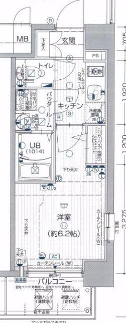 エスリード神戸兵庫駅アクアヴィラ(1K/6階)の間取り写真