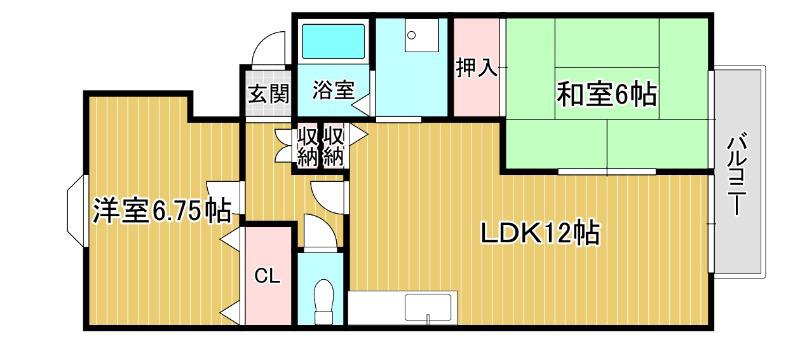 サニーヒルうね野(2LDK/1階)の間取り写真