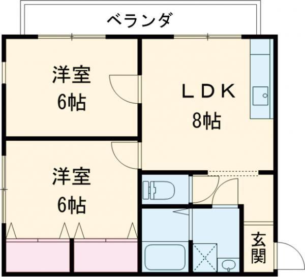 サンライズ白石(2DK/1階)の間取り写真