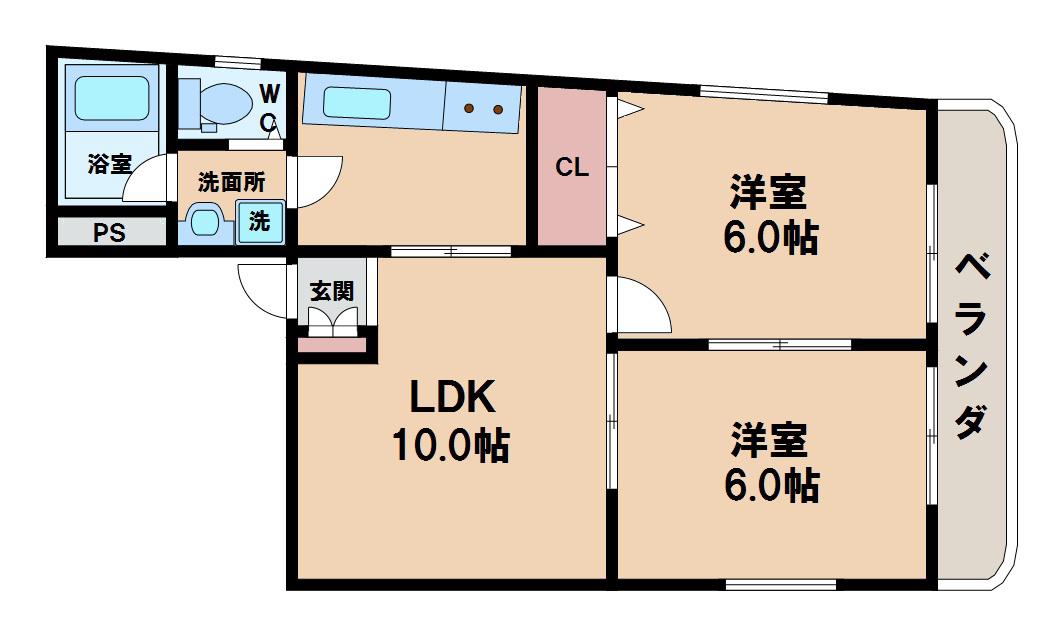 ひかり第3ビル(2LDK/7階)の間取り写真
