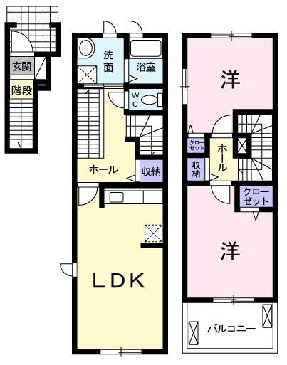 ルミエール・プランタン(2LDK/2階)の間取り写真