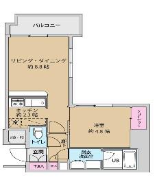 UURコート錦糸町(1LDK/4階)の間取り写真