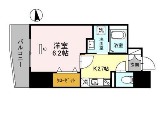 コージーコート釣鐘(1K/9階)の間取り写真