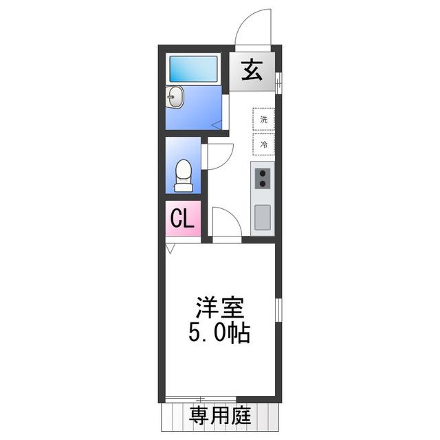 TJ杭ノ瀬II B(1K/1階)の間取り写真