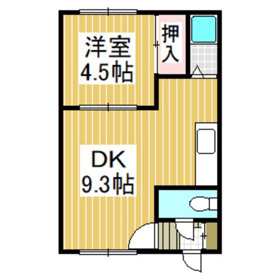 モアコート明野(1DK/2階)の間取り写真