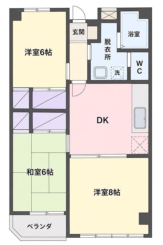 グリーンヒルズ石川I(3DK/2階)の間取り写真