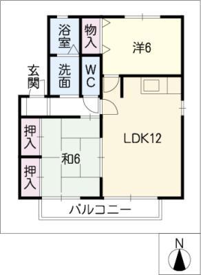 エミール II(2LDK/1階)の間取り写真