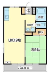サンライフ森の西B棟(1LDK/2階)の間取り写真