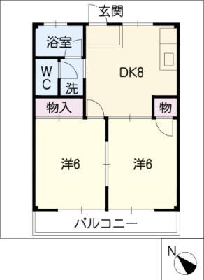 フェアリーテイル(2DK/2階)の間取り写真